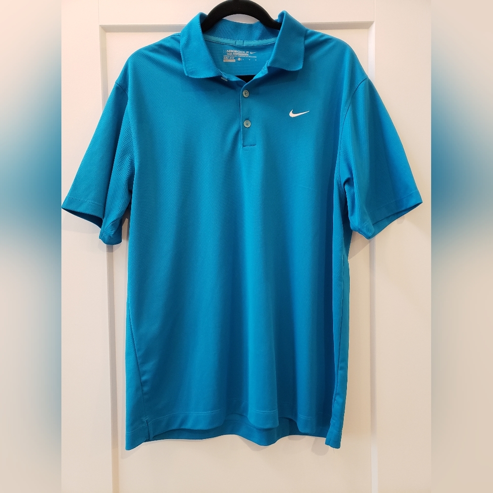 Nike Golf Tour Performance Dri-fit Solid Short Sleeve Polo Blue Men's large polo